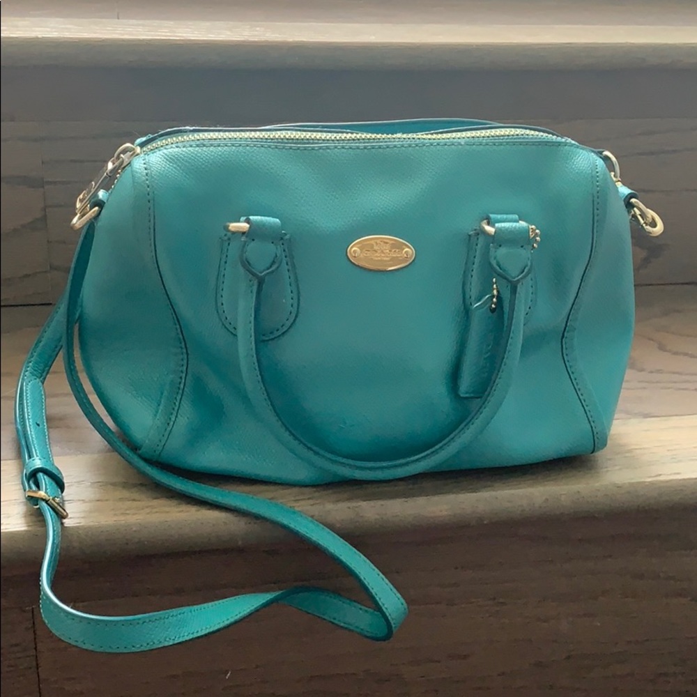 Coach turquoise leather purse